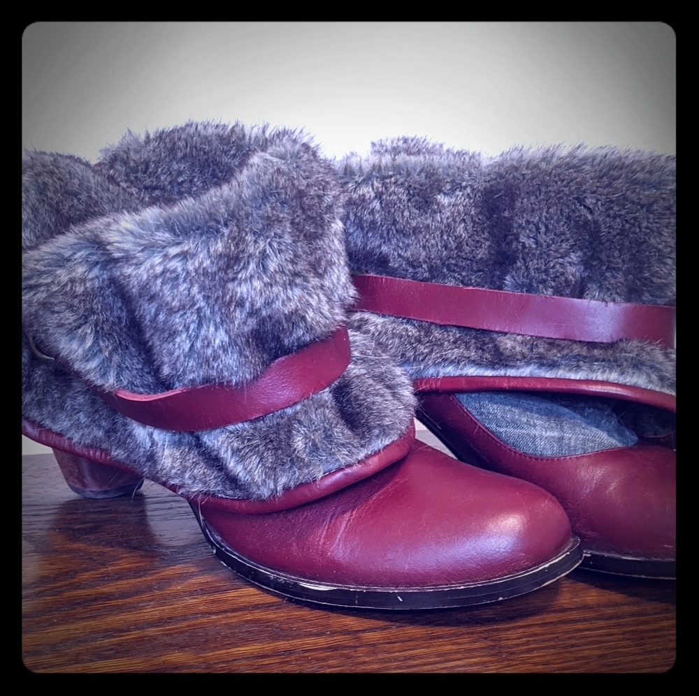 Red, fur lined booties